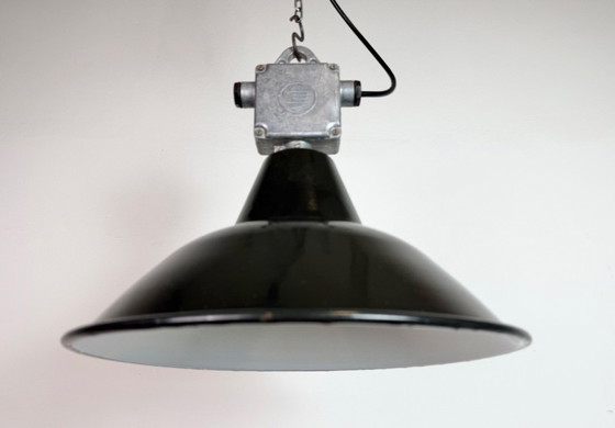 Image 1 of Industrial Black Enamel Pendant Lamp from Elektrosvit, 1960s