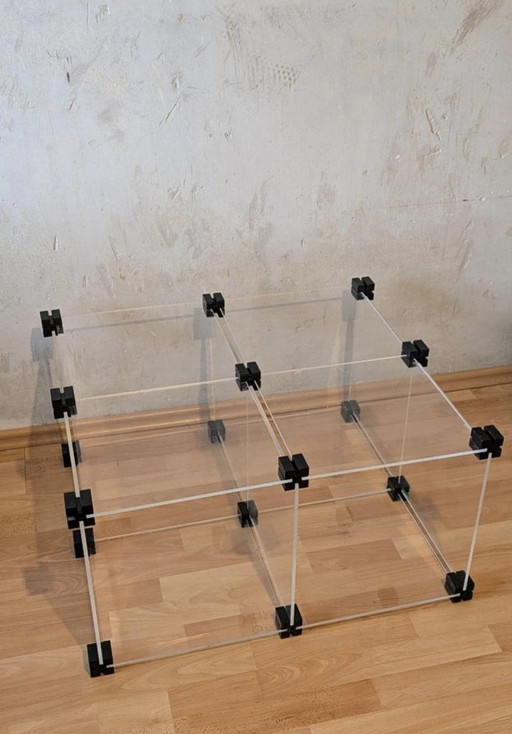 Modular vintage table or shelf made of acrylic glass