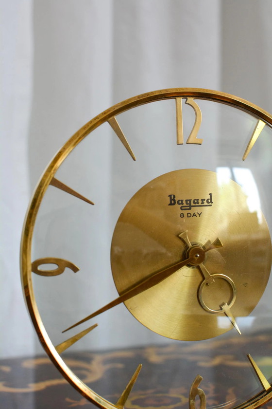 Vintage Bayard Art Deco Schouwklok, 8-daags Glas en Messing, Frankrijk – Klokken, Brass (photo 5 of 10)
