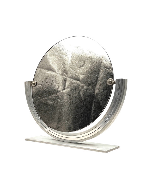 Image 1 of Mid-Century Nickel-Plated Brass Table Mirror / Vanity, Gaetano Missaglia Italy 1960s