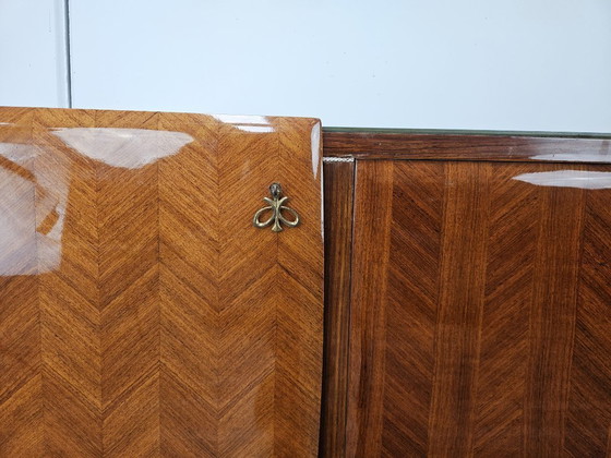 Image 1 of Mahogany-clad sideboard with glass top