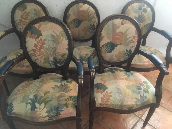 Set di 5 poltrone a medaglione – Legno, Skai (photo 6 of 10)
