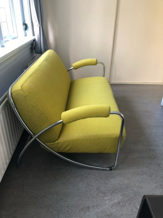 Rare Dyker 20 design sofa in excellent condition, Dutch Seating Company, 2 seaters, Metal, Textile, Yellow (photo 2 of 10)