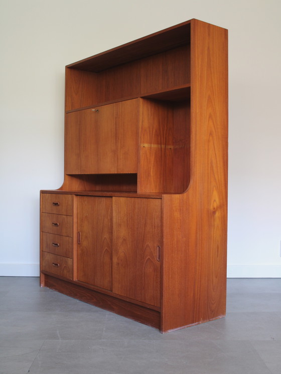Vintage Deens wandmeubel in teak met secretaire – Wandkast, Wood (photo 7 of 13)