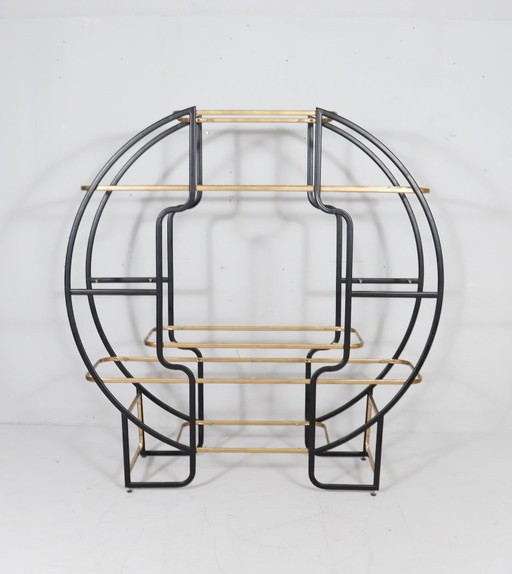 Rundes Regal/runde Etagere/Raumteiler im Stile von Milo Baughman, Hollywood Regency, Italien, 1970er Jahre