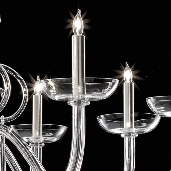 Image 1 of Beeindruckender venezianischer Kronleuchter im eleganten Stil aus klarem Muranoglas.