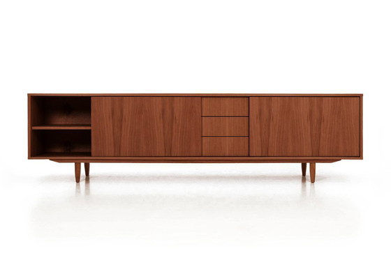 Image 1 of Dressoir gebeitst teak T-S02 schuifdeur en 3 laden 240