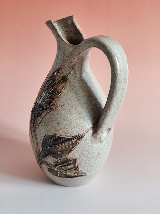 Carafe Vallauris vintage – 23 cm – Céramique française décorée à la main – decoratieve objecten, Stone (photo 2 of 6)