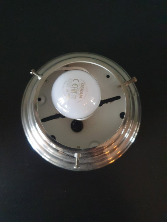 Image 1 of Art Deco ceiling light made of opal glass. Unique shape with a retro design.