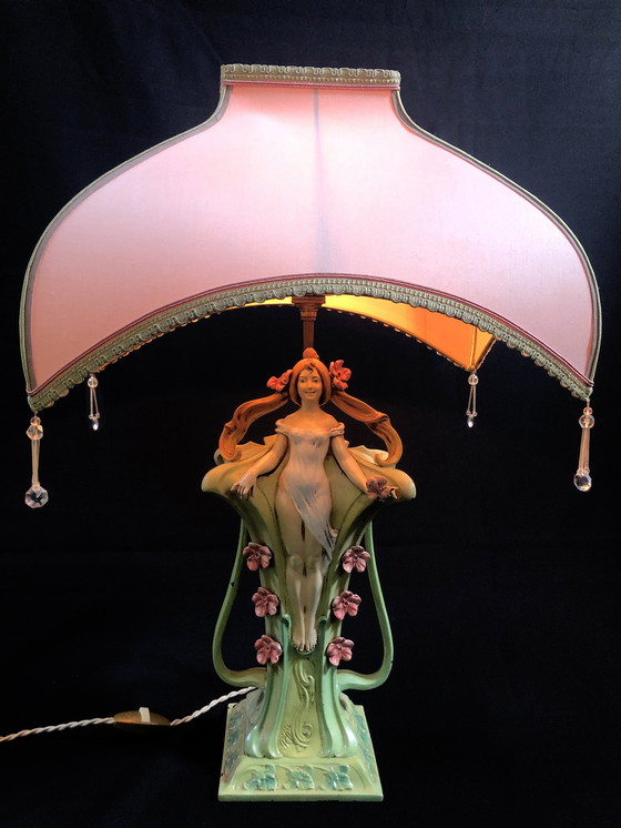 Image 1 of Large Vintage Table Lamp - Siren - Robert Pfeffer - Art Nouveau - 1920