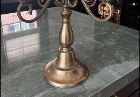 Image 1 of Ensemble de chandeliers anciens en laiton à cinq bras