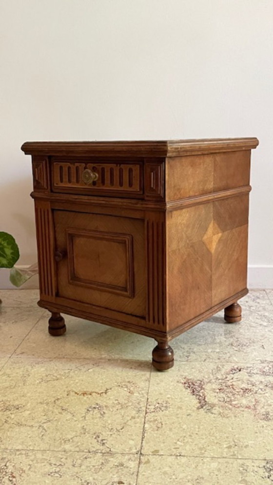 Image 1 of TABLE de Chevet Ancienne Bois et MARBRE