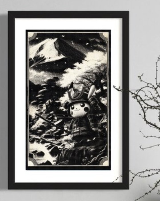 Image 1 of Kunstwerk Pikachu (Pokemon) Storm over Fuji