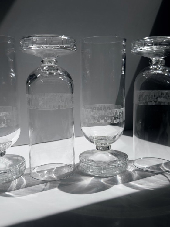 5 Campari „Greca“ Bitterglazen van Matteo Thun voor Alessi, Italië 1986, met originele doos (photo 7 of 9)