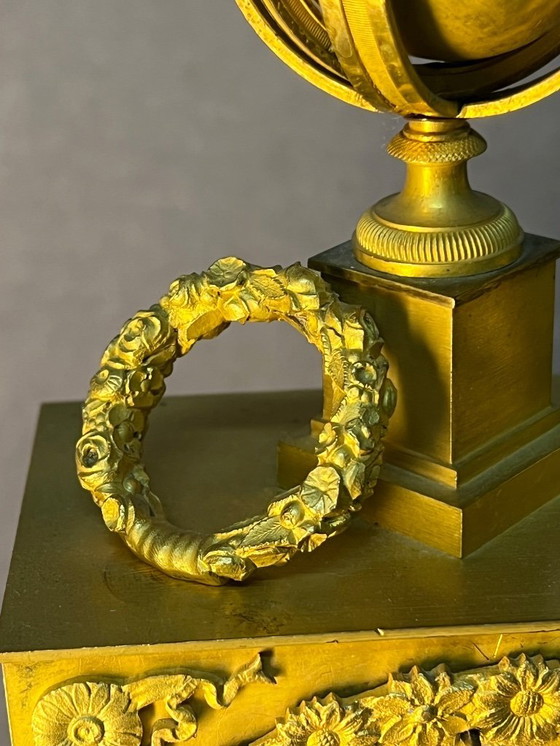 Image 1 of Empire Period Clock Gilt Bronze Art and Science Attributes