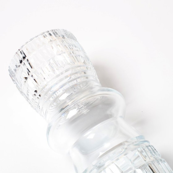 Image 1 of Mid-century Large Vase / Vintage Tall and Solid Clear Crystal Glass Vase / Florence / Italy / 1960s