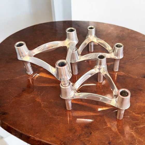 Image 1 of BMF - STOFF and Nagel set of 3 candlesticks. Vintage design classics from the 70s, designed by Fritz Nagel & Ceasar Stoffi