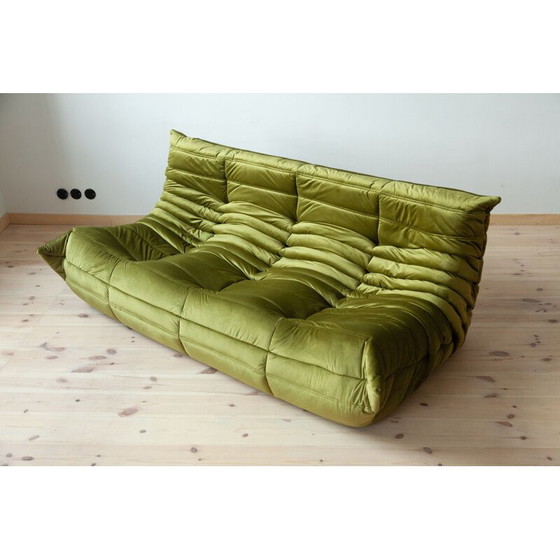 Image 1 of Togo vintage woonkamer set in groen fluweel van Michel Ducaroy voor Ligne Roset, Frankrijk 1970