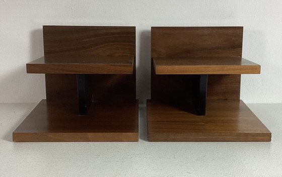 Image 1 of 2 Vintage teak wooden speaker stands