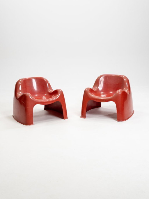 Set aus zwei orangefarbenen Toga-Stühlen von Sergio Mazza für Artemide, 1960er