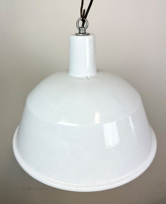 Image 1 of Lampada a sospensione industriale in smalto bianco di Emax, anni '60