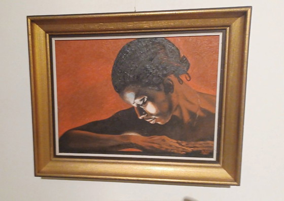 Image 1 of Beautiful, intimate portrait (clair obscur) - Oil on canvas