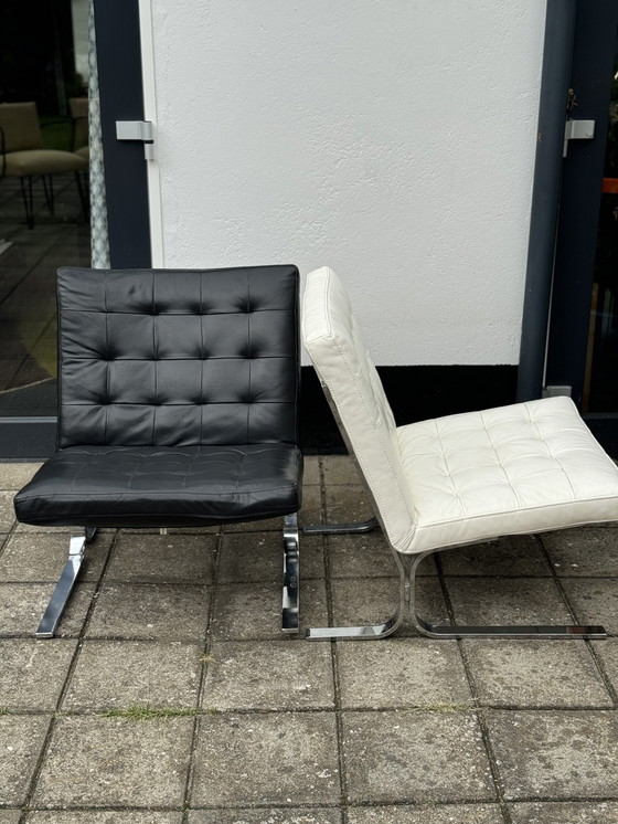 Image 1 of Pair Of Barcelona Style Leather Chairs