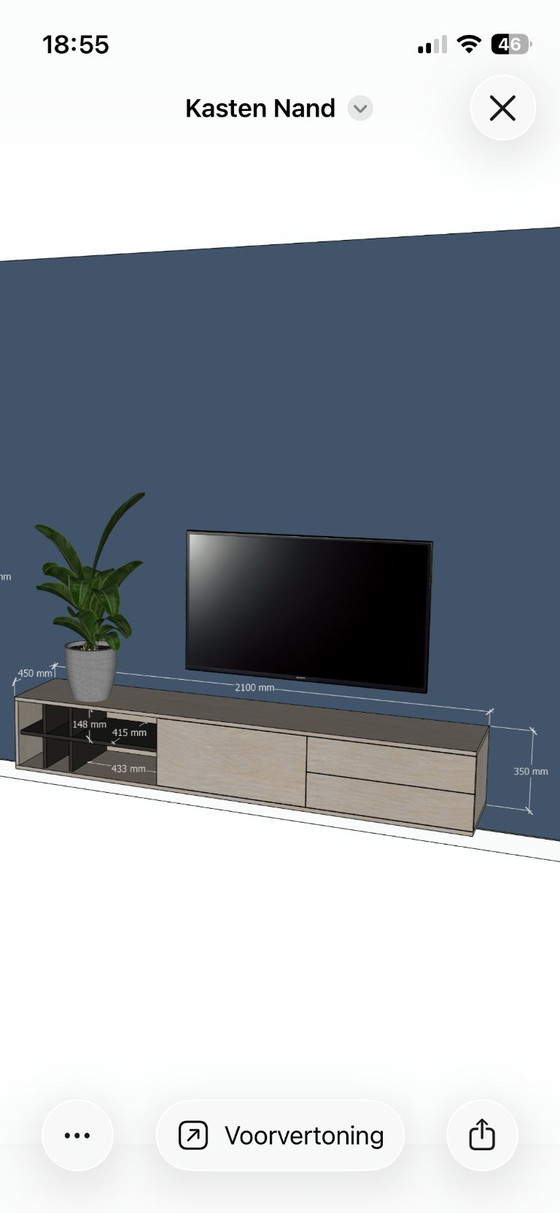 Meubles tv, Seine Wonen Slapen, Bois, Beige (photo 5 sur 6)