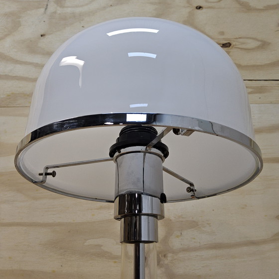 Image 1 of Vintage Chrome Bauhaus Wilhelm Wagenfeld Table Lamp WG24 Opaline glass (70s) design lamp