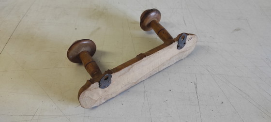 Image 1 of Solid wood wall-mounted coat rack - 1950s/60s