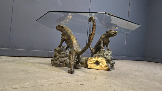 Image 1 of Bronze leopard coffee table, 1970s 