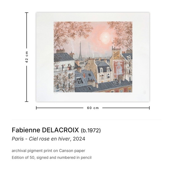 Image 1 of Fabienne DELACROIX París - Cielo rosa en invierno. Impresión de pigmento de archivo firmada, 2024.
