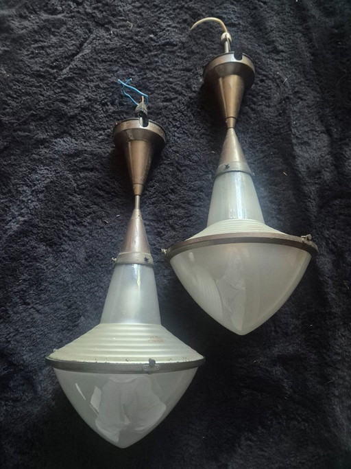 2 Zeiss Icon Adolf Meyer – hanglampen, Glass, Metal