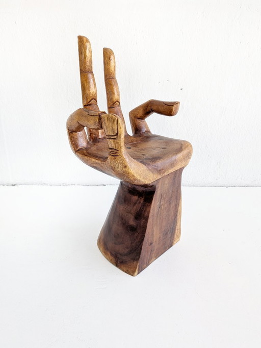 Suar Wood Hand Shaped Side Table 1970s 