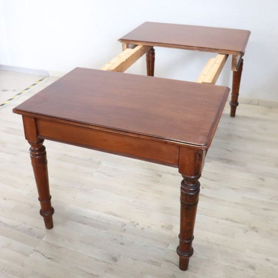 Extendable Dining Table in Walnut and Oak Wood, Italy Early 20th Century (photo 13 of 14)