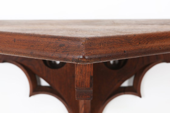 Image 1 of Paar von 2 antiken geschnitzten Eichenwandkonsolen, Frankreich ca. 1850