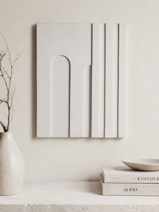 Textured Art “Between Light and Stone” 50 x 40 cm – schilderijen tekeningen, Mdf