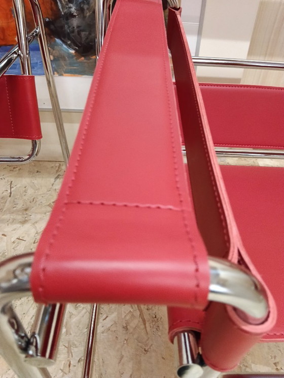 Image 1 of KNOLL Studio Set van 2 WASSILY B3 fauteuils (NIEUW) in rood leer