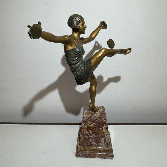 Leonildo Giannoni, Art Deco Nude Dancer with Discs, 1930s, Polychrome Bronze – Sculpture, Marble (photo 8 of 11)