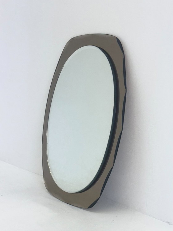 Image 1 of Miroir rectangulaire italien vintage avec verre taupe