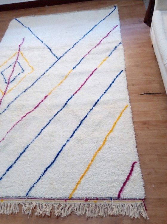 Handgemaakt Beni Ouraine-tapijt met kleurrijke patronen, 150/250 cm – Aime Té, Vloerkleden en tapijten, Wool (photo 2 of 6)