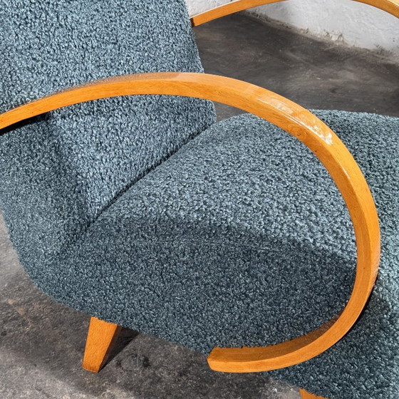 Paar Jindřich Halabala H-410 Fauteuils van UP Závody, jaren 30 – Textile (photo 11 of 11)