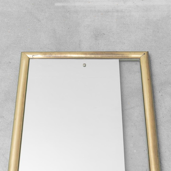 Specchio vintage con cornice in ottone e inserto in vetro trasparente – Design italiano anni '70 – Glass (photo 7 of 7)