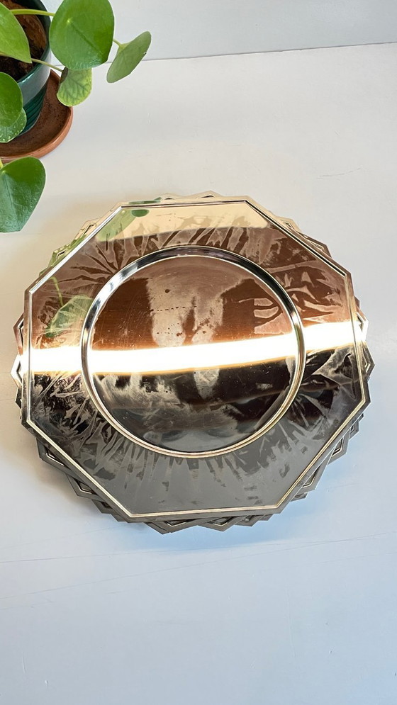 Image 1 of Set van 6 vintage zilveren metalen borden