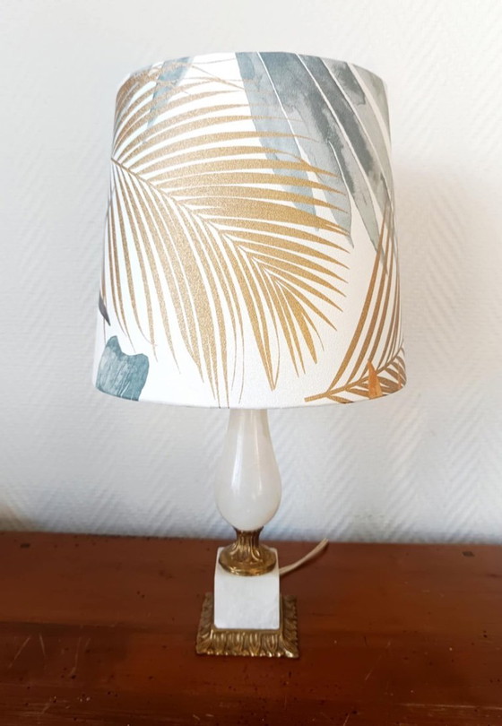 Image 1 of Lampe albâtre et bronze doré 