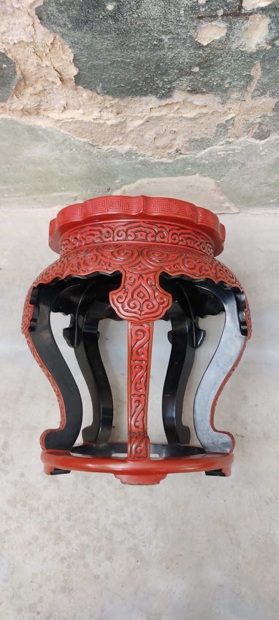 Image 1 of Chinese red cinnabar stool