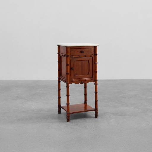 Nachtkastje van imitatiebamboe en marmer, eind 19e eeuw, Frankrijk