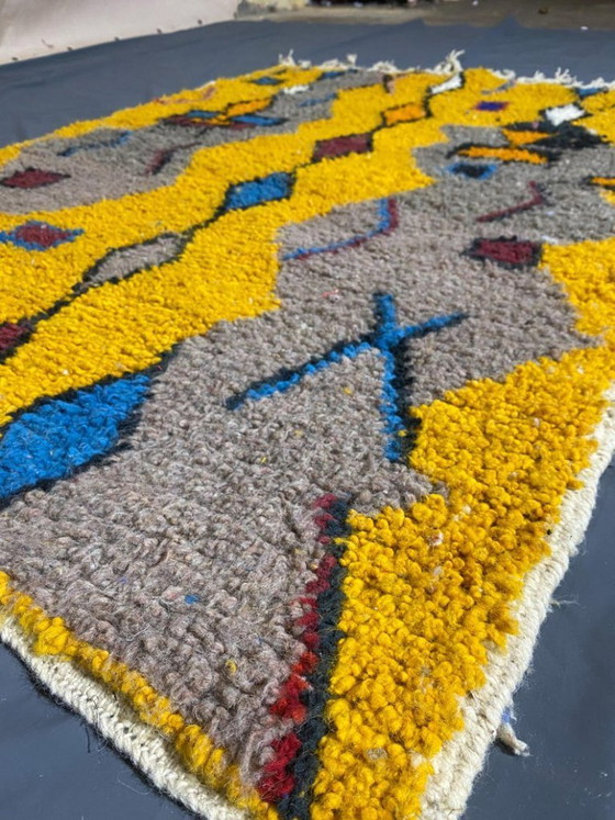 Image 1 of Alfombra pequeña amarilla Beni ourain hecha a mano de 200 x 100 cm.