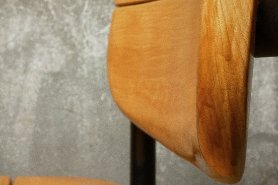 Image 1 of Martin Stoll - Set di quattro sedie da pranzo in faggio e acciaio epossidico nero - 1980 circa - Germania