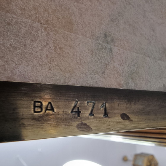 Image 1 of Vintage Brass With Marble Side Table Maison Bagues